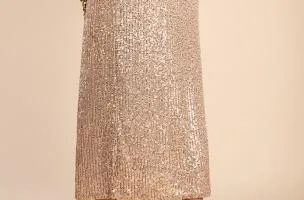 Gonna midi con paillettes, colore oro