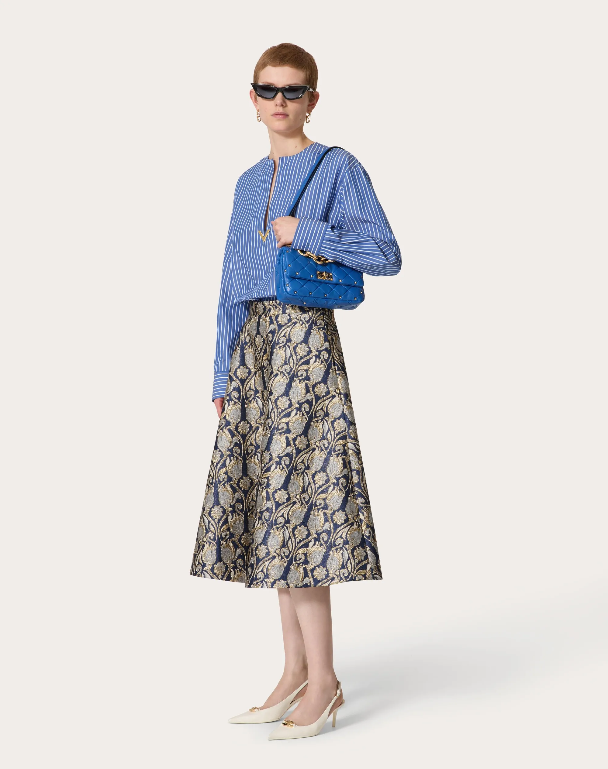 GONNA MIDI IN BROCCATO METAMORPHOS TULIPS