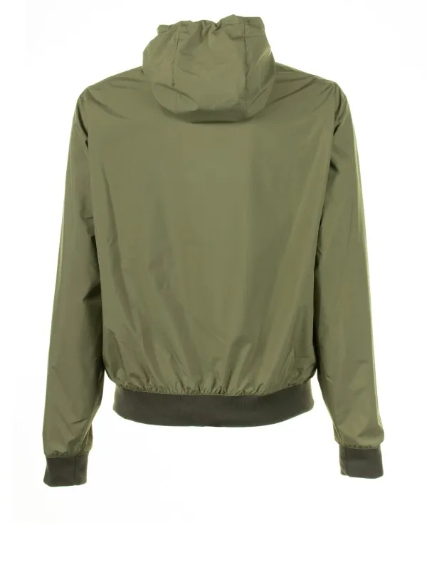 Green jacket with zip and hood