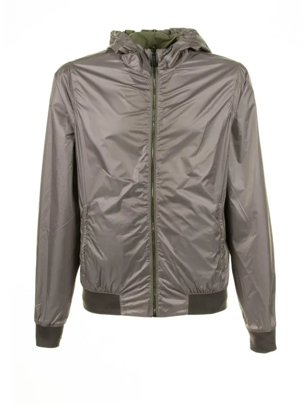 Green jacket with zip and hood