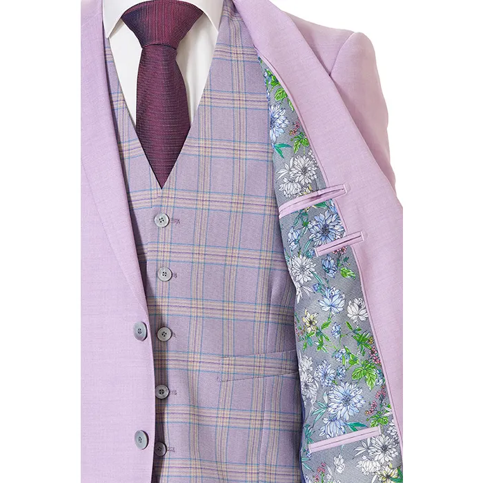 Henk ter Horst 3 pezzi Abiti da uomo con gilet tartan in misto lilla