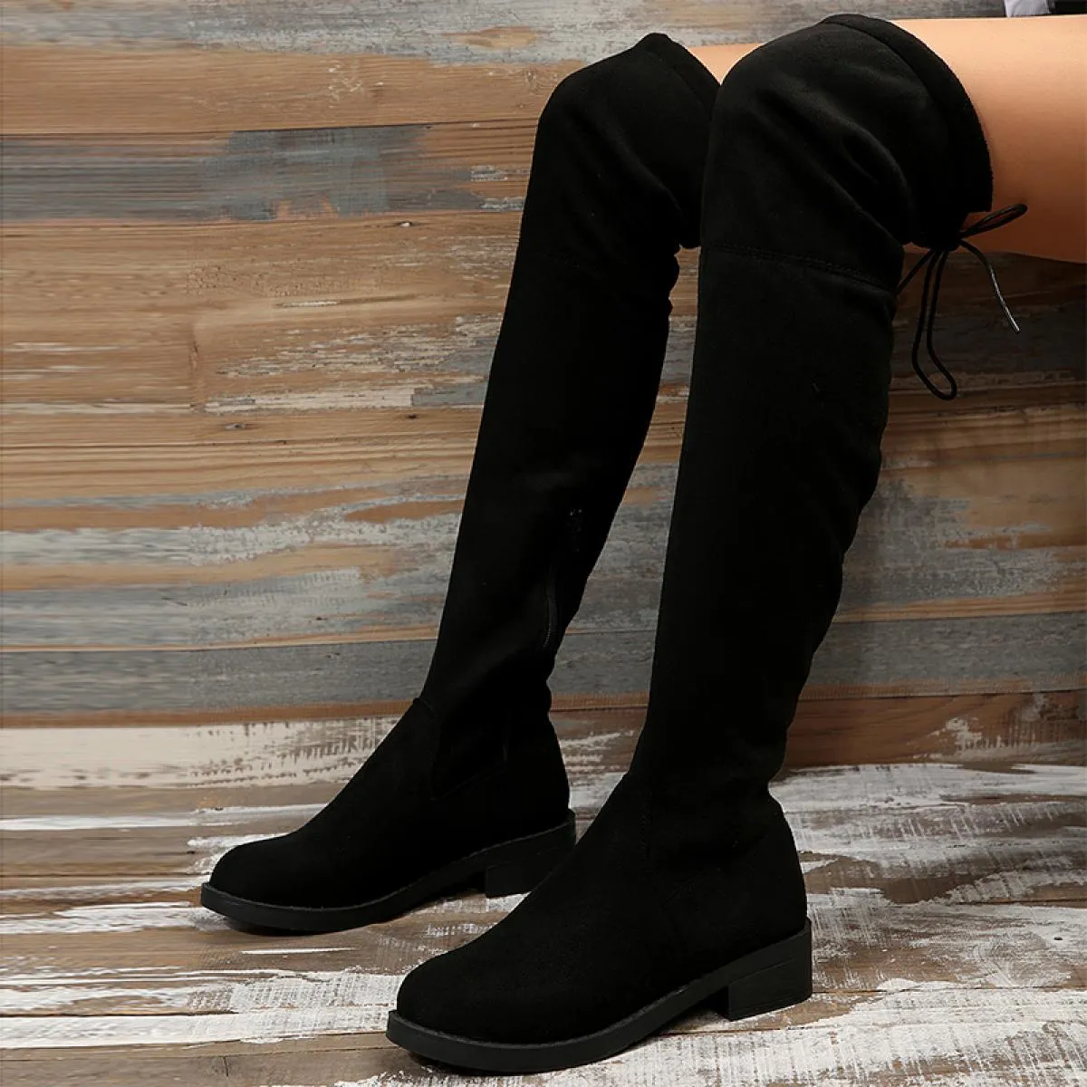 Inverno nuova tendenza donna tacco medio scarpe sopra il ginocchio piattaforma stivali Chelsea alla moda 2023 casual goth donna