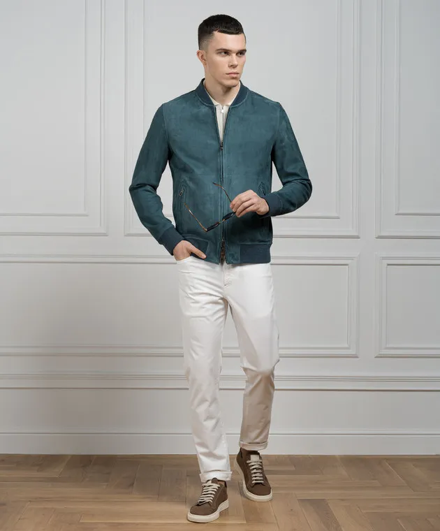 ISAIA Bomber in pelle verde LU0169PLW61