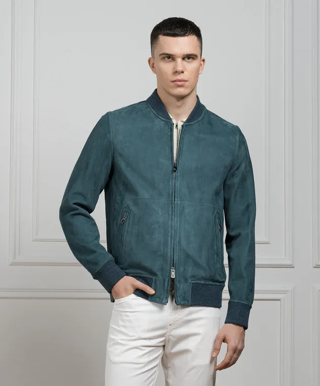 ISAIA Bomber in pelle verde LU0169PLW61