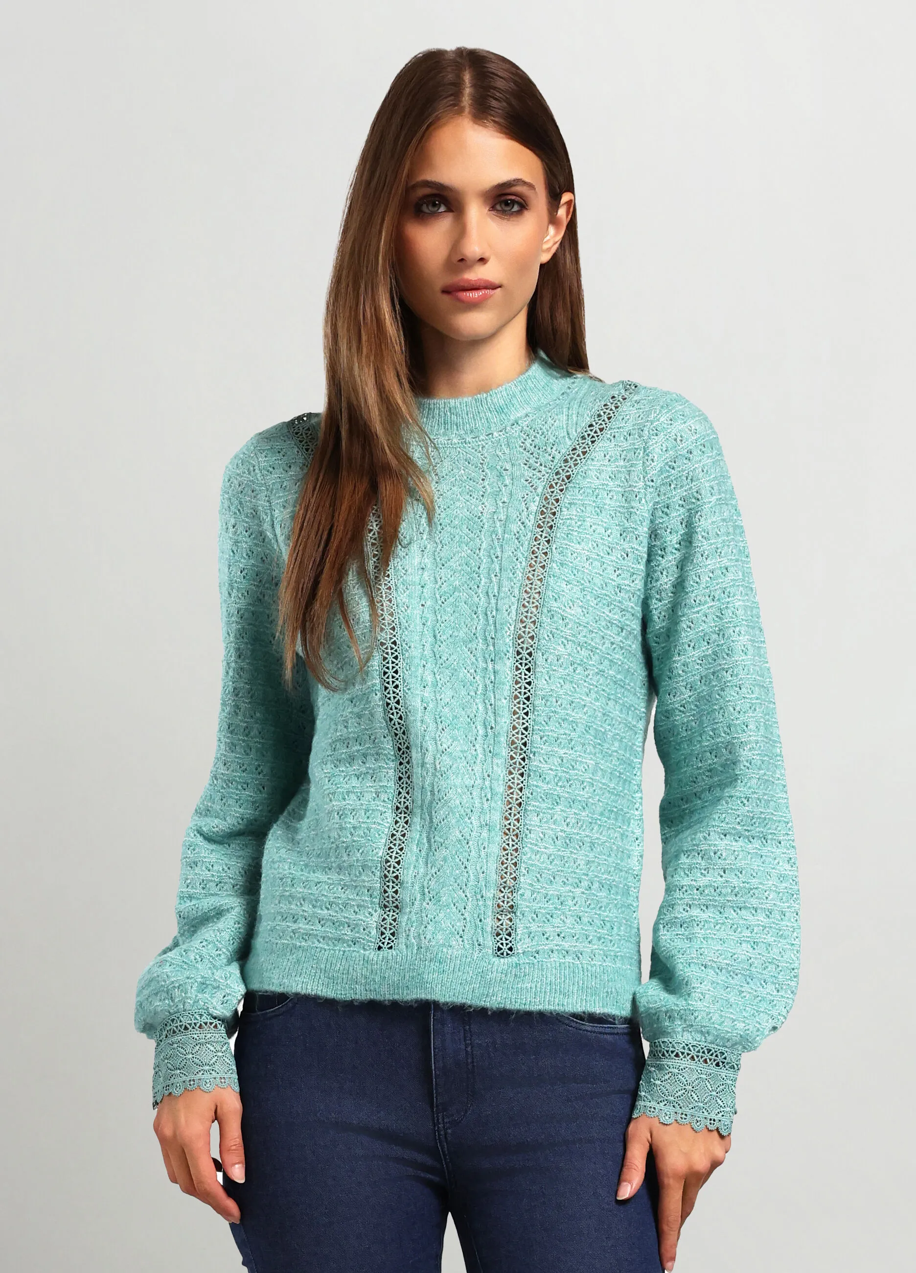 IWIE  Girocollo tricot con inserti donna
