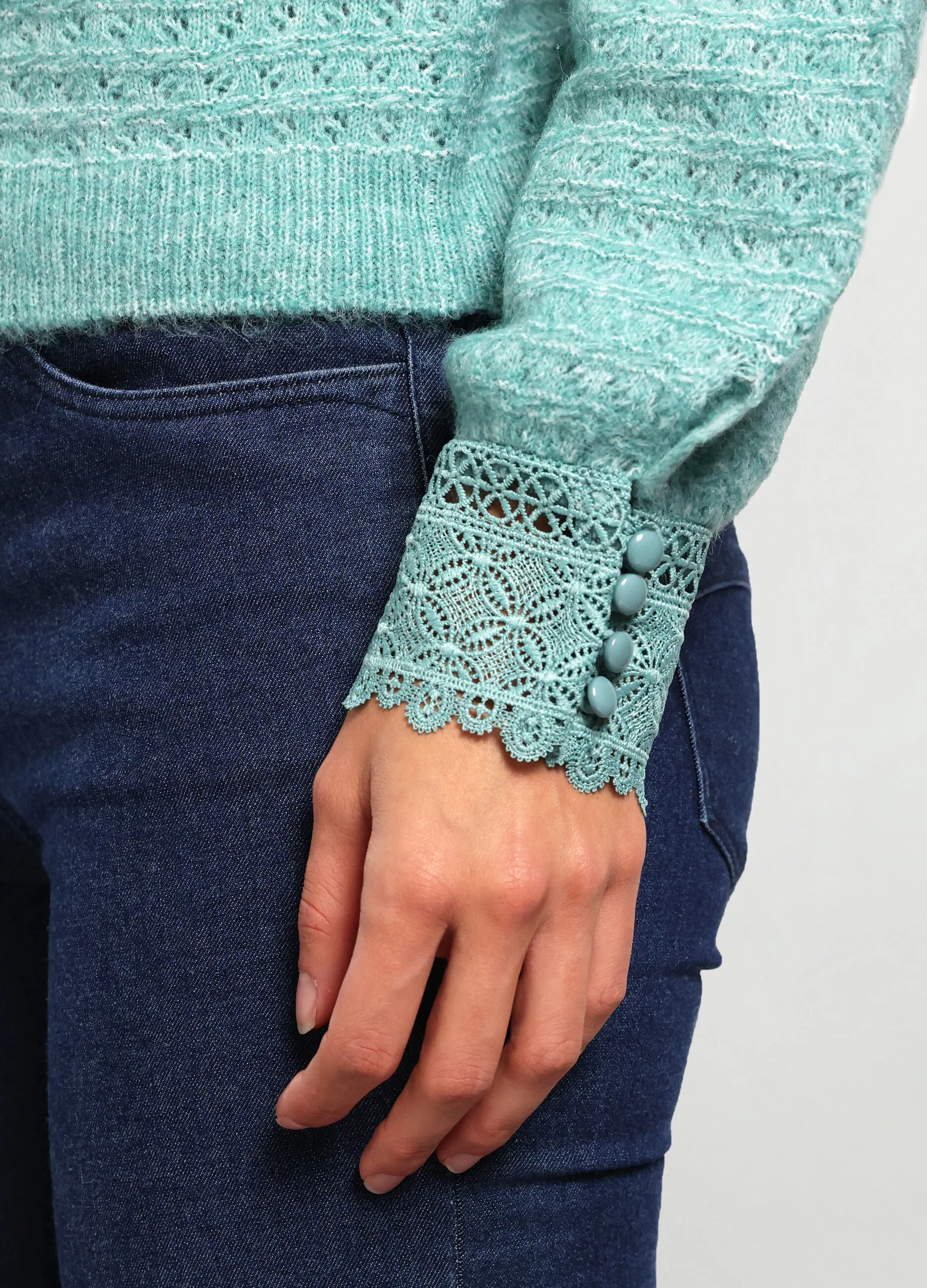 IWIE  Girocollo tricot con inserti donna