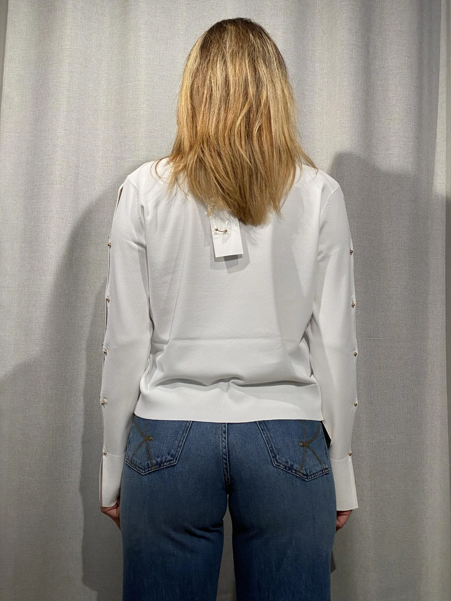 KAOS DONNA maglia girocollo in filo con piercing QP1NT005