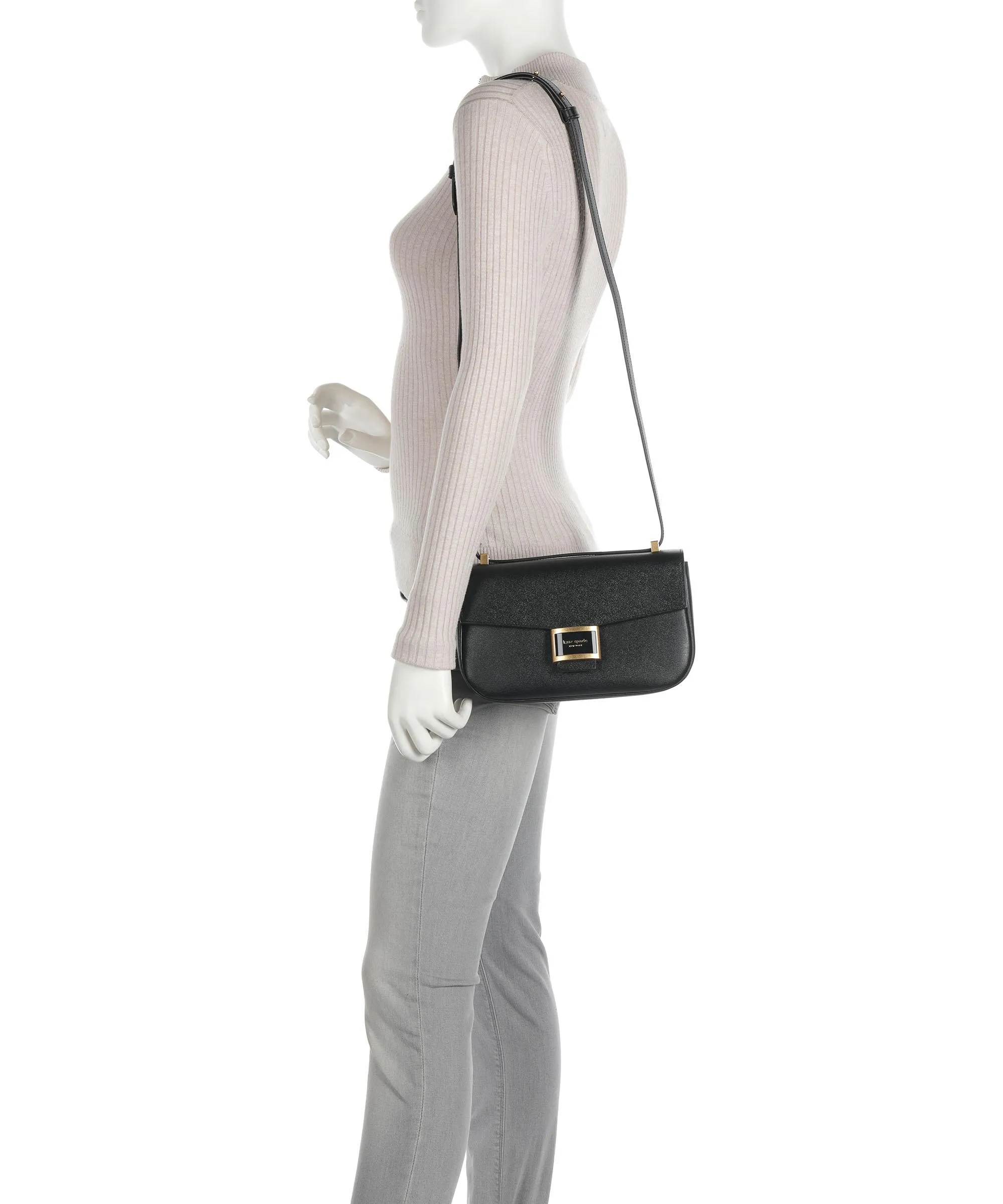  Kate Spade New York Katy Borsa a spalla pelle a grana fine nero  