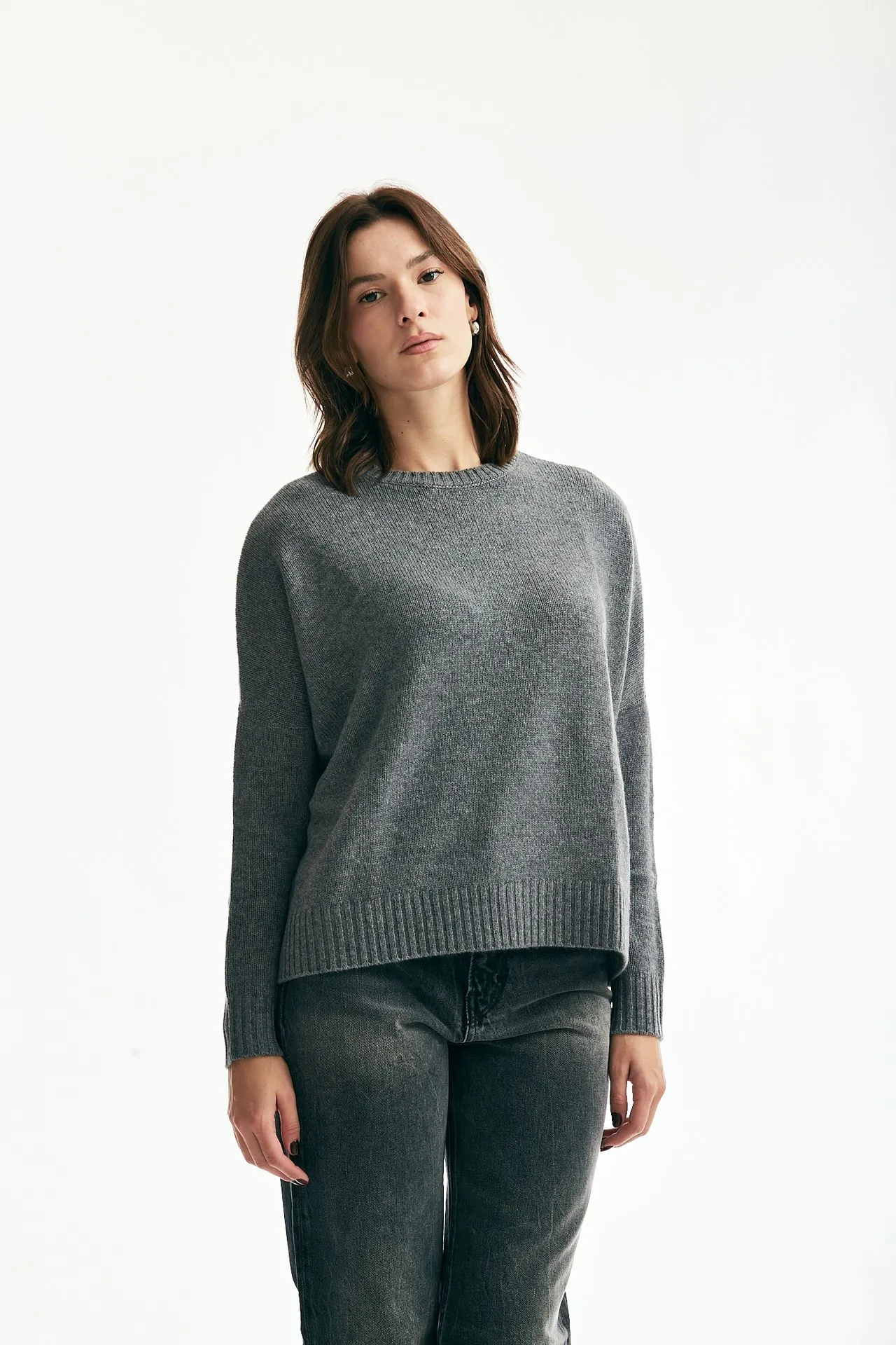 Maglia a scatolina AMELIE cachemire grigio 