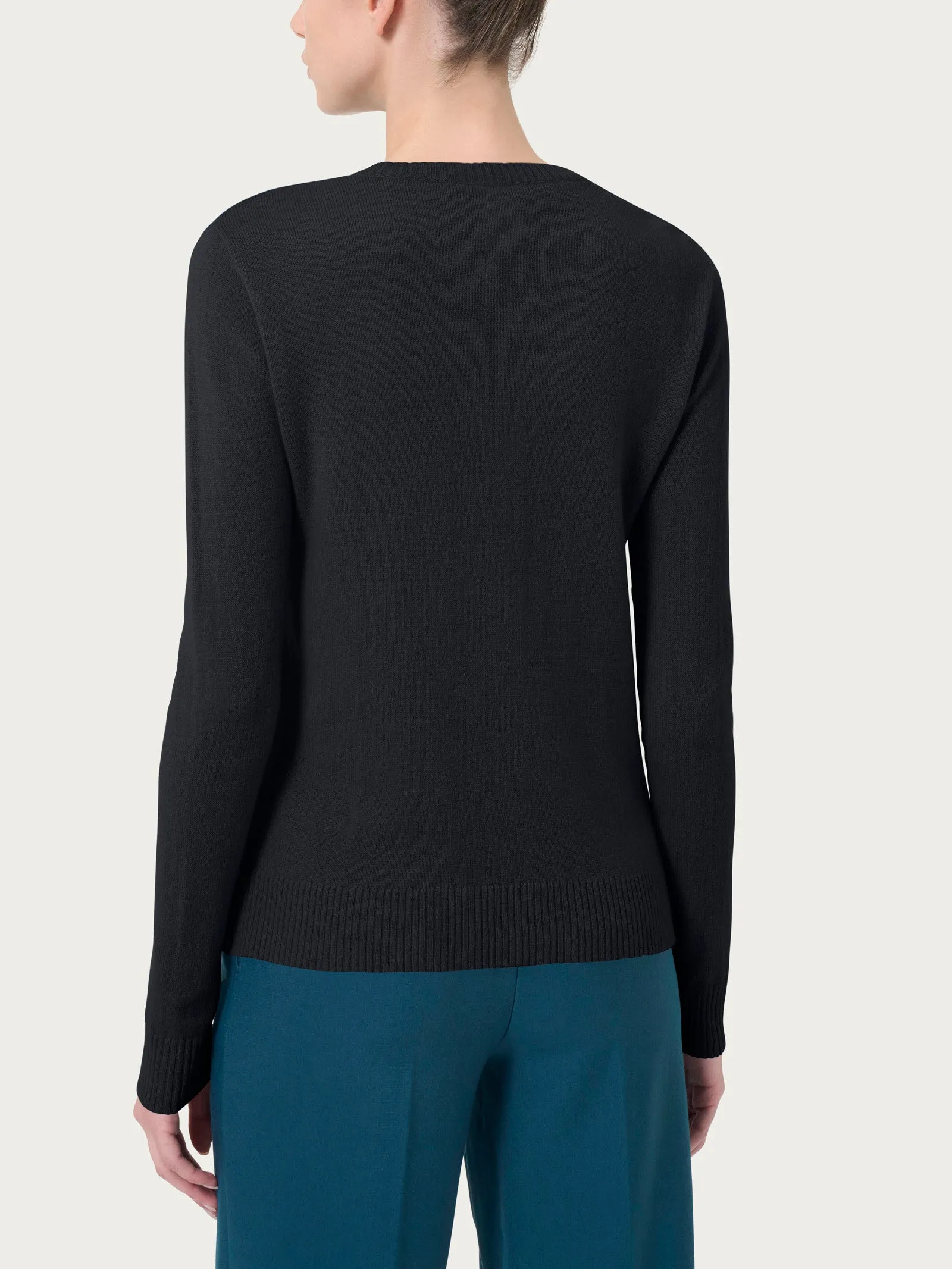 Maglia girocollo in cashmerino - Nero