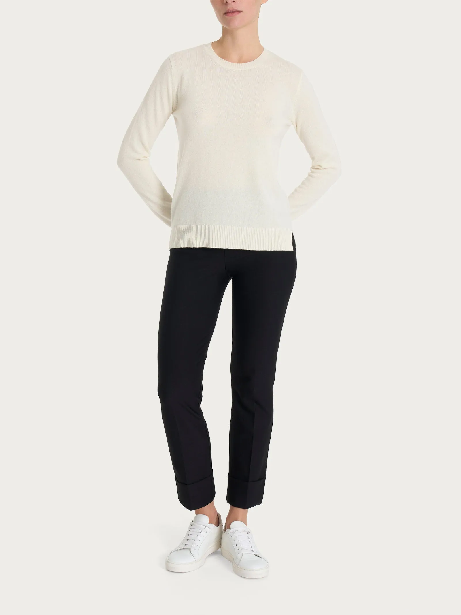 Maglia girocollo in cashmerino - Nero