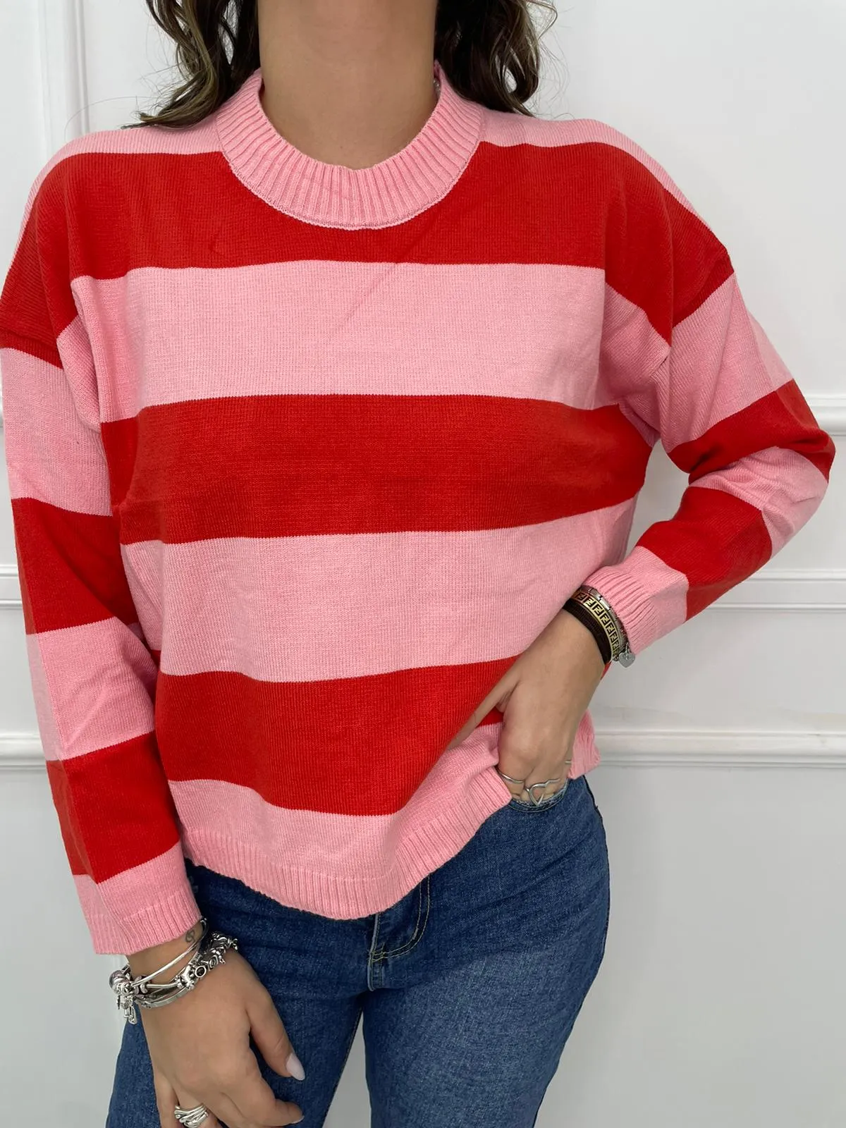 Maglione over a righe colorate
