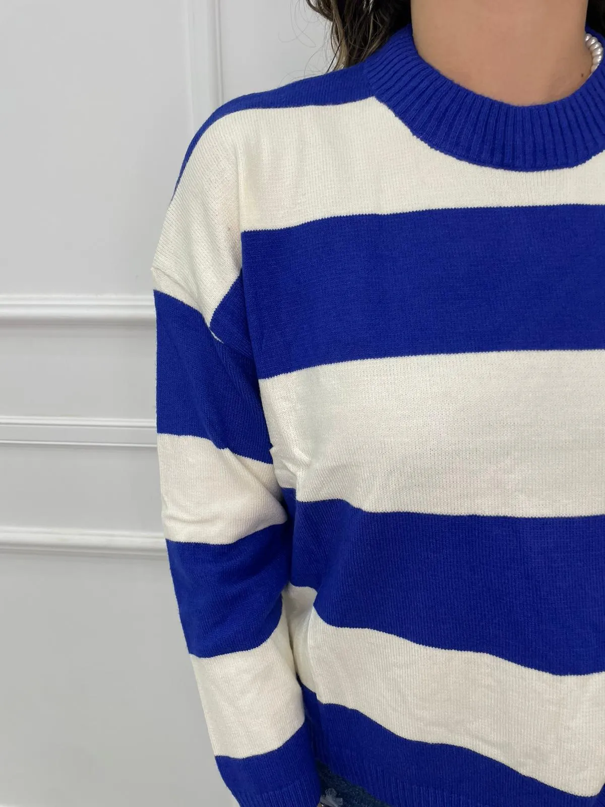 Maglione over a righe colorate