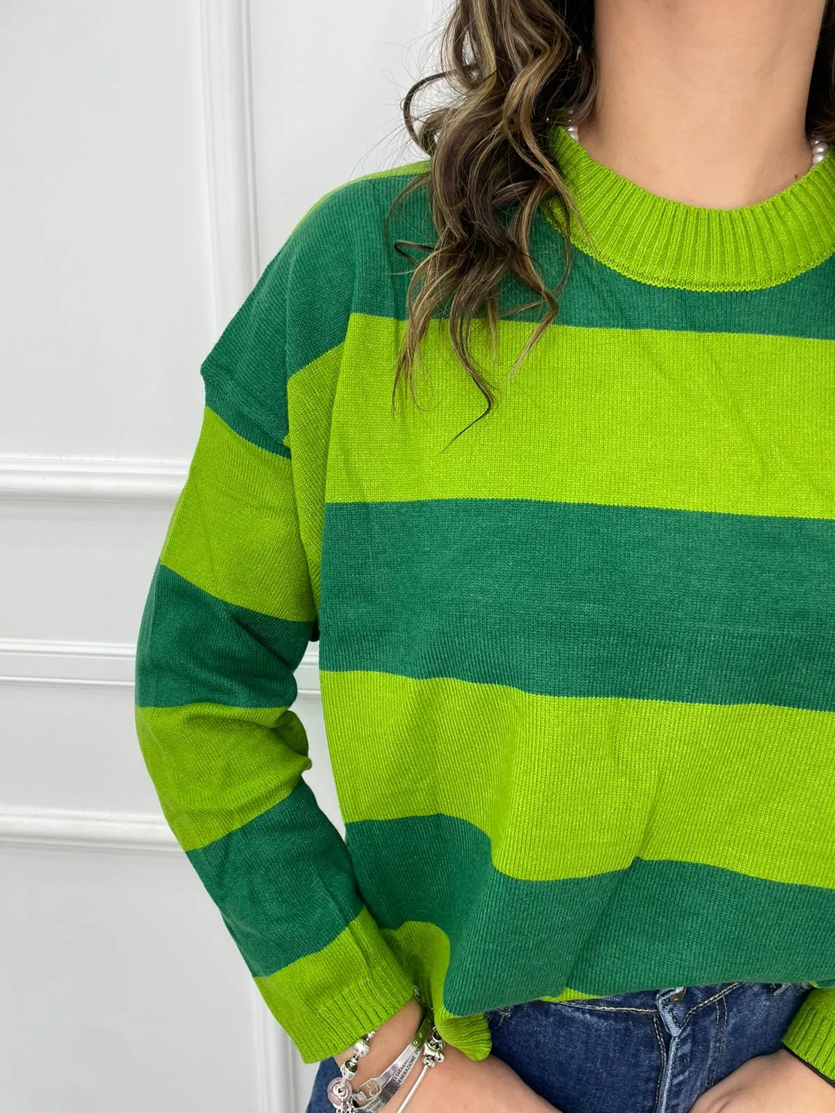 Maglione over a righe colorate