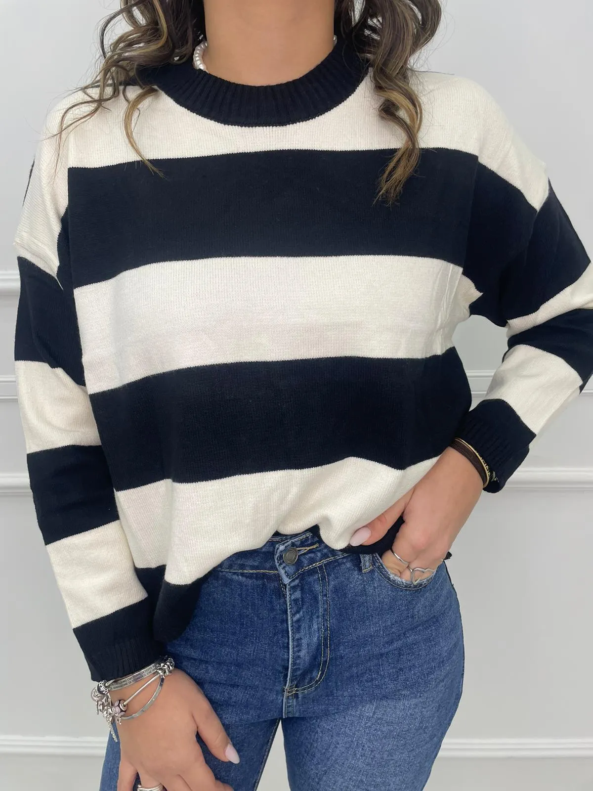 Maglione over a righe colorate