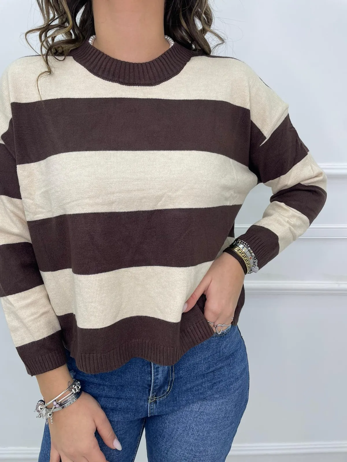 Maglione over a righe colorate