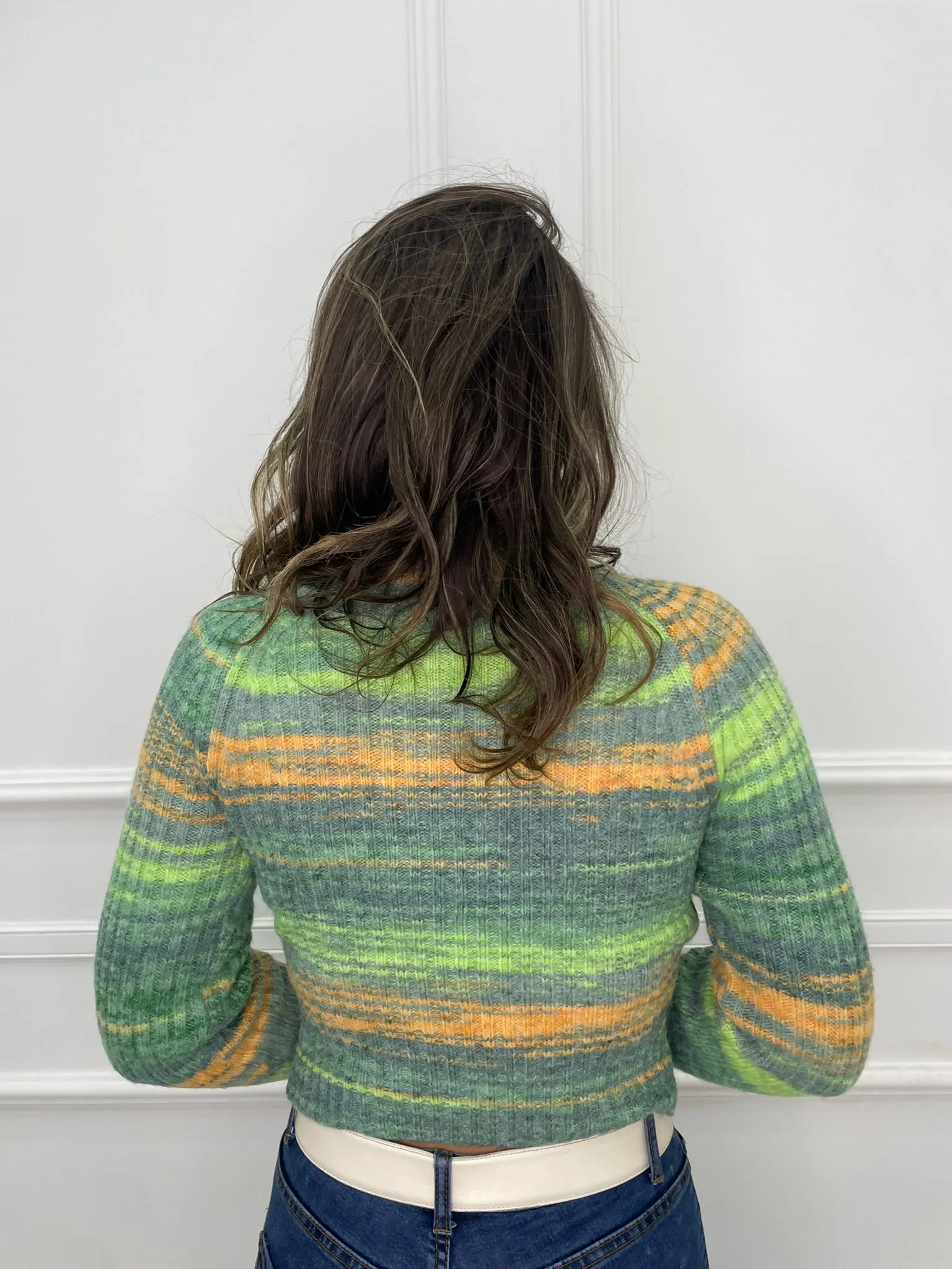 Maglione rainbow giro collo