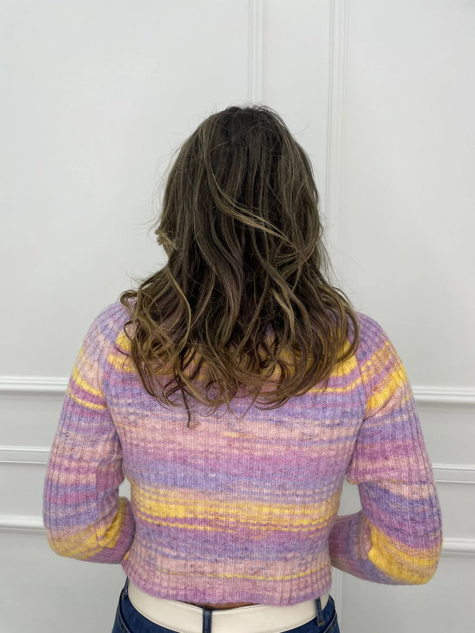 Maglione rainbow giro collo