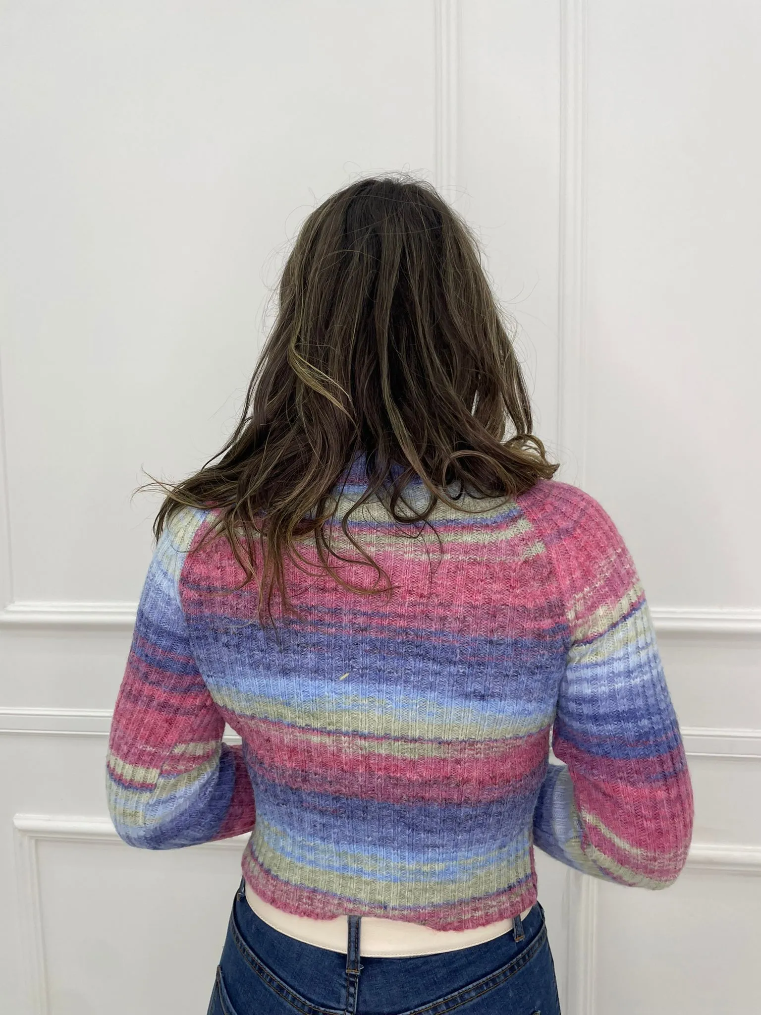 Maglione rainbow giro collo