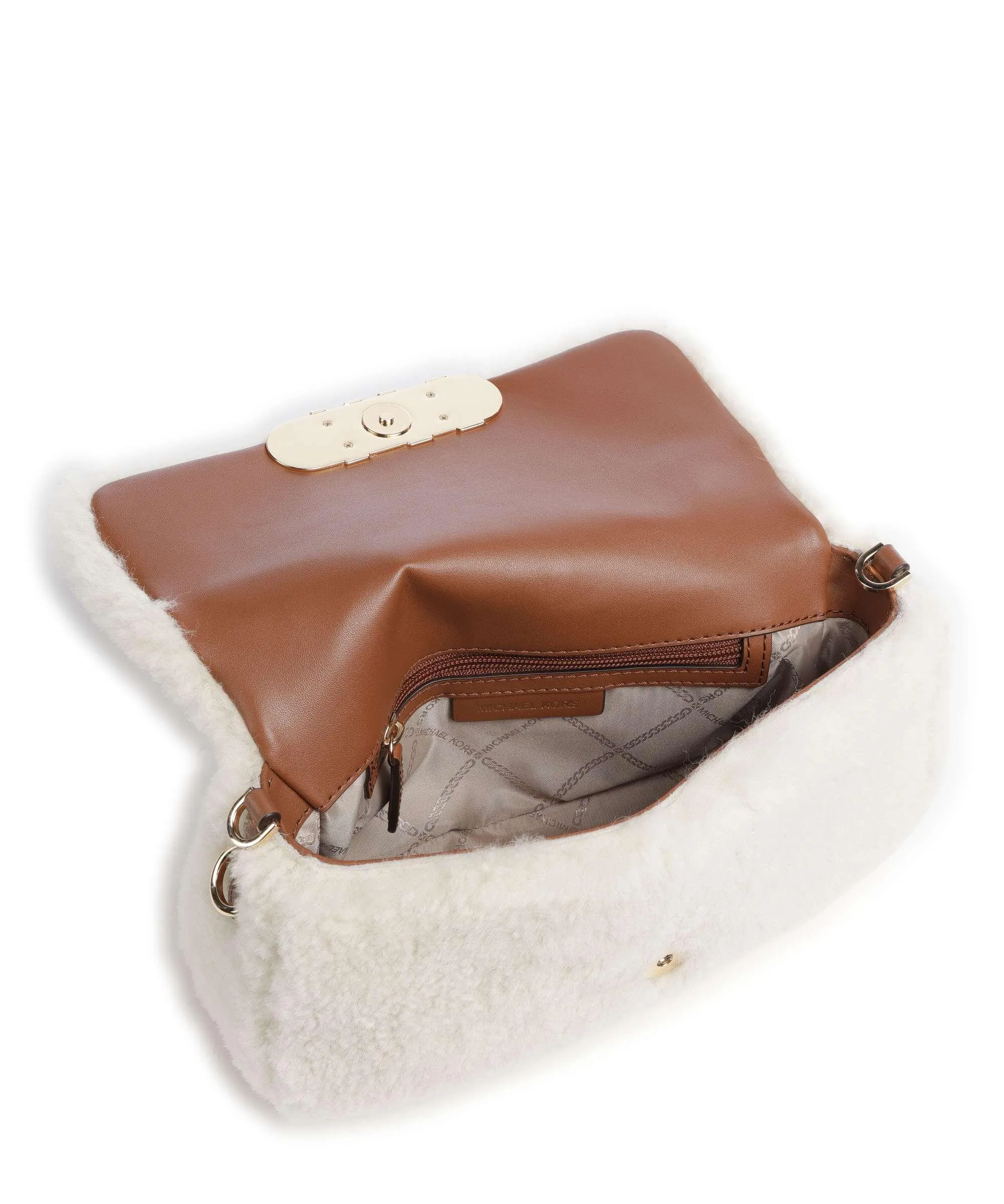  Michael Kors Parker Borsa a spalla eco-pelliccia avorio  