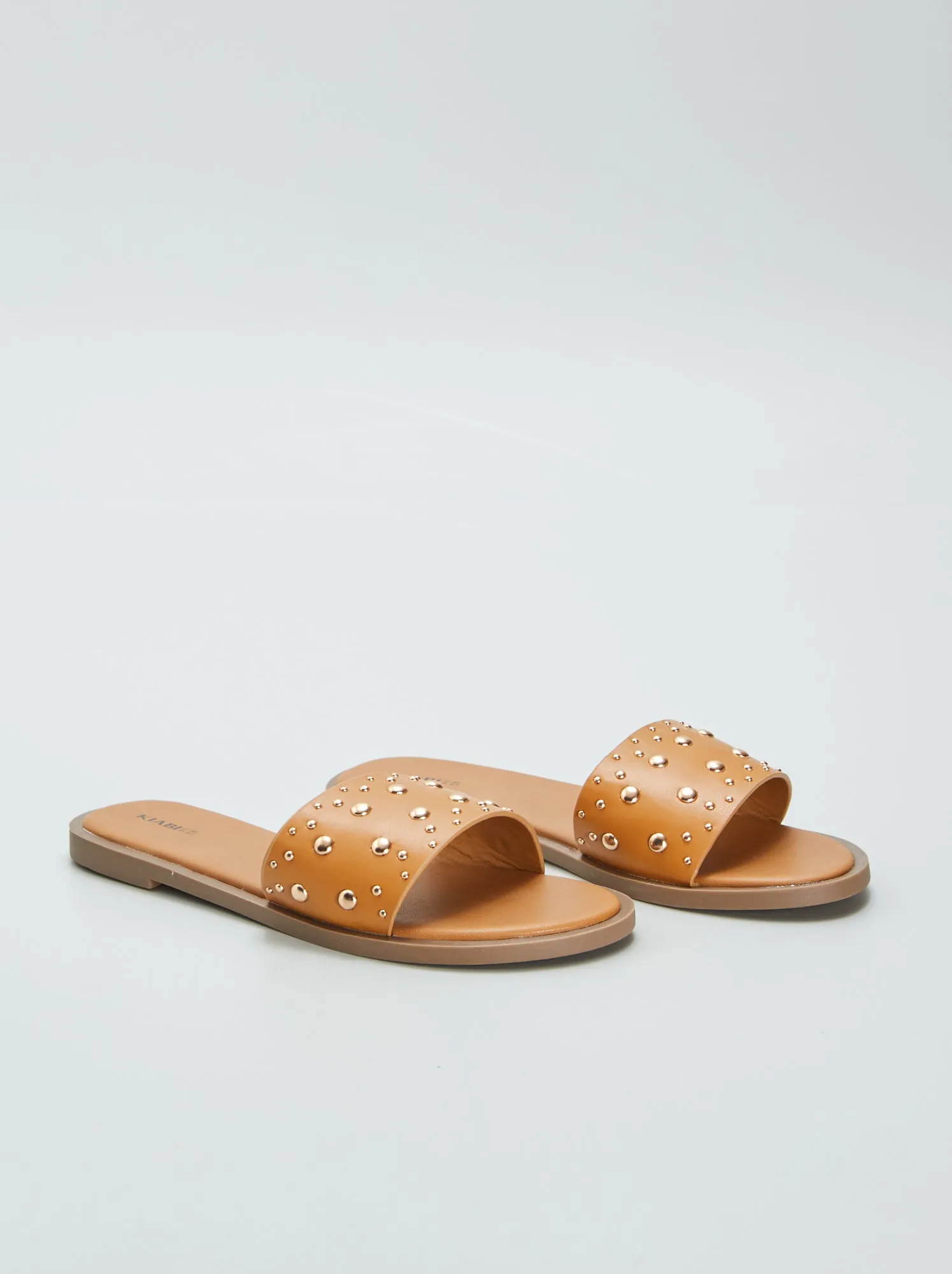 Mules basse con borchie - MARRONE