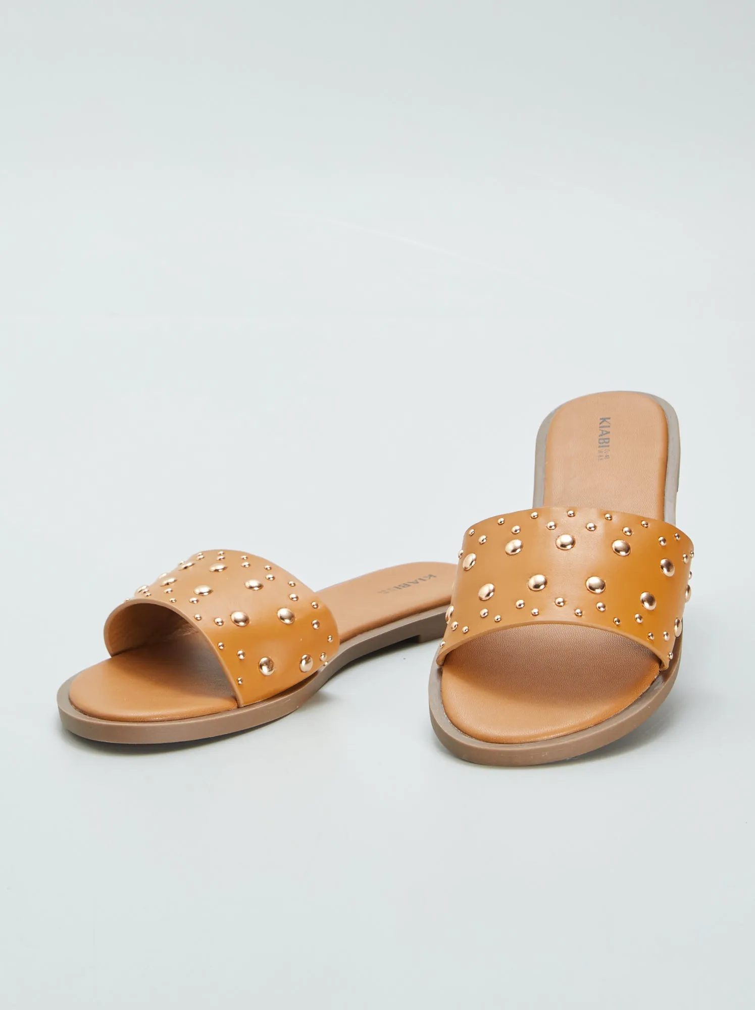 Mules basse con borchie - MARRONE
