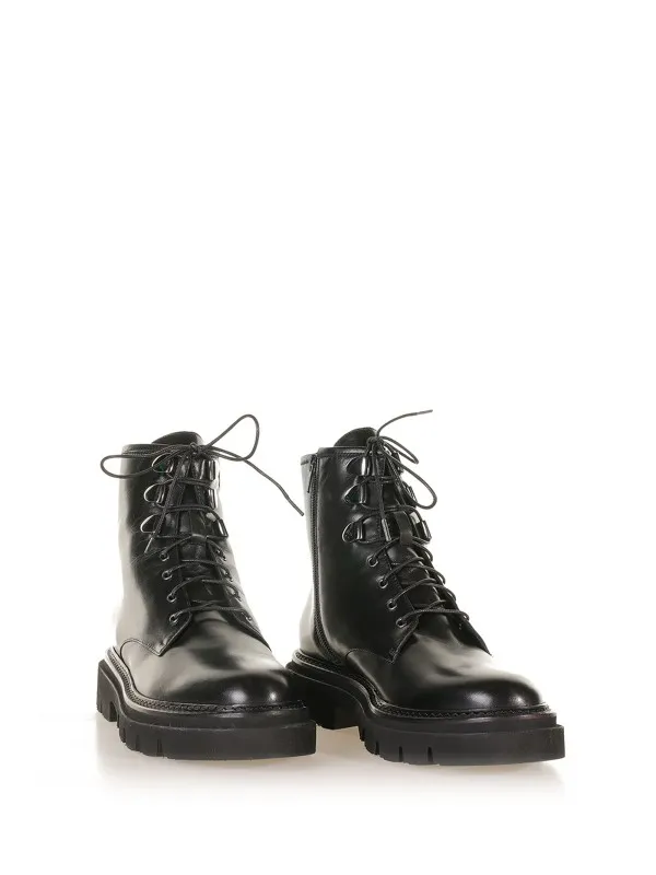 Nappa leather ankle boot with laces