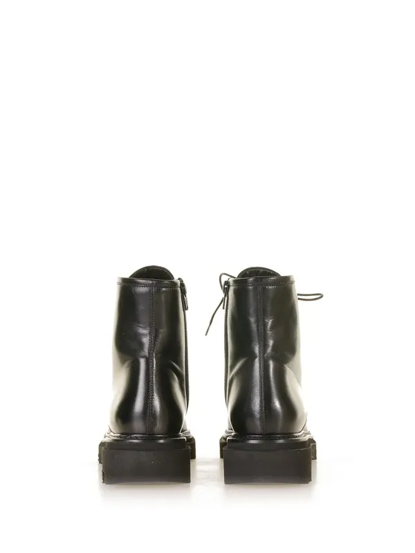 Nappa leather ankle boot with laces