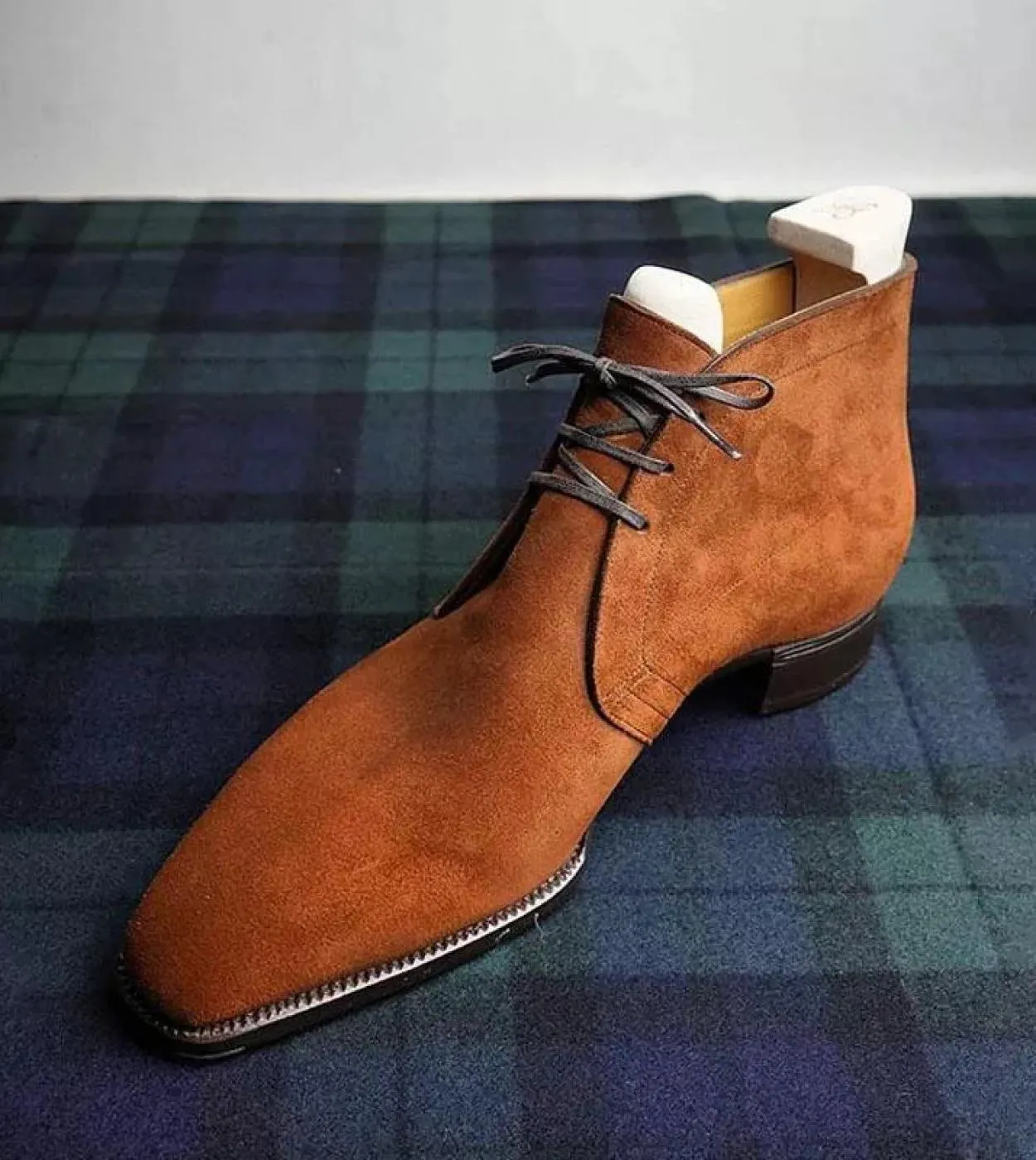 New In Flock Stivaletti da uomo Brown Square Toe Laceup Stivali da lavoro per uomo con spedizione gratuita Zapatos De Seguridad