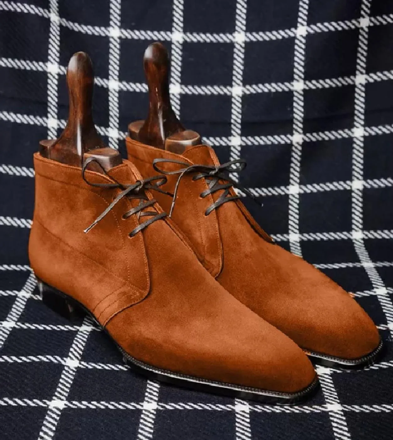 New In Flock Stivaletti da uomo Brown Square Toe Laceup Stivali da lavoro per uomo con spedizione gratuita Zapatos De Seguridad