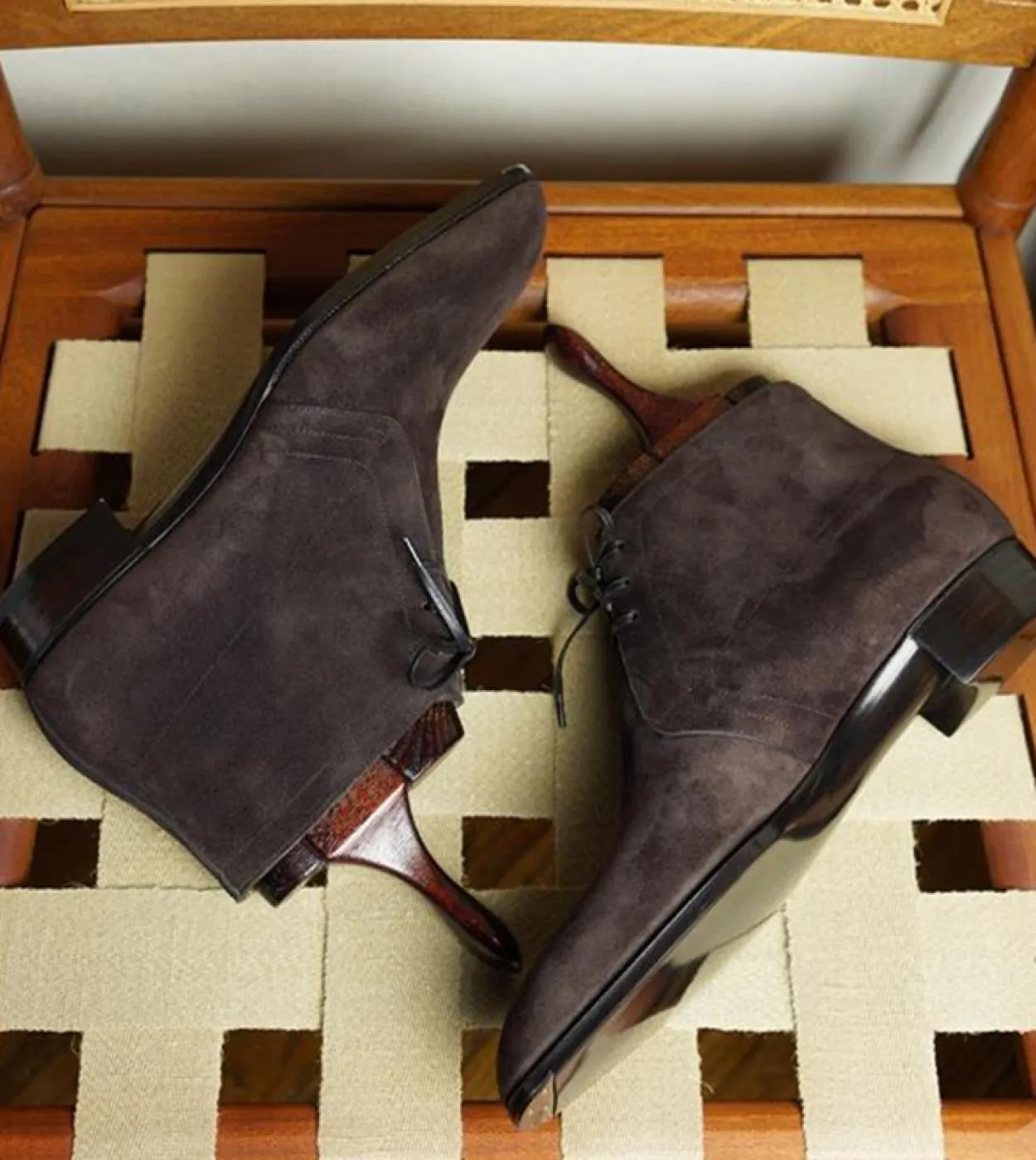 New In Flock Stivaletti da uomo Coffee Square Toe Laceup Stivali da lavoro per uomo con spedizione gratuita Zapatos De Seguridad