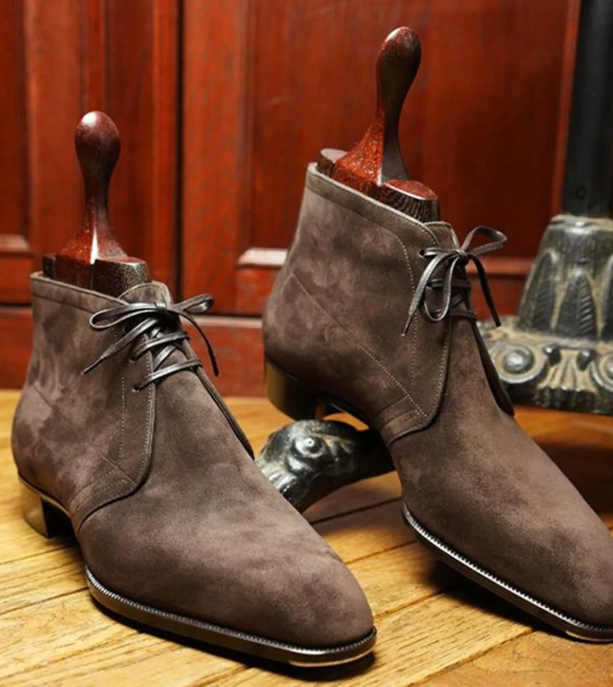 New In Flock Stivaletti da uomo Coffee Square Toe Laceup Stivali da lavoro per uomo con spedizione gratuita Zapatos De Seguridad