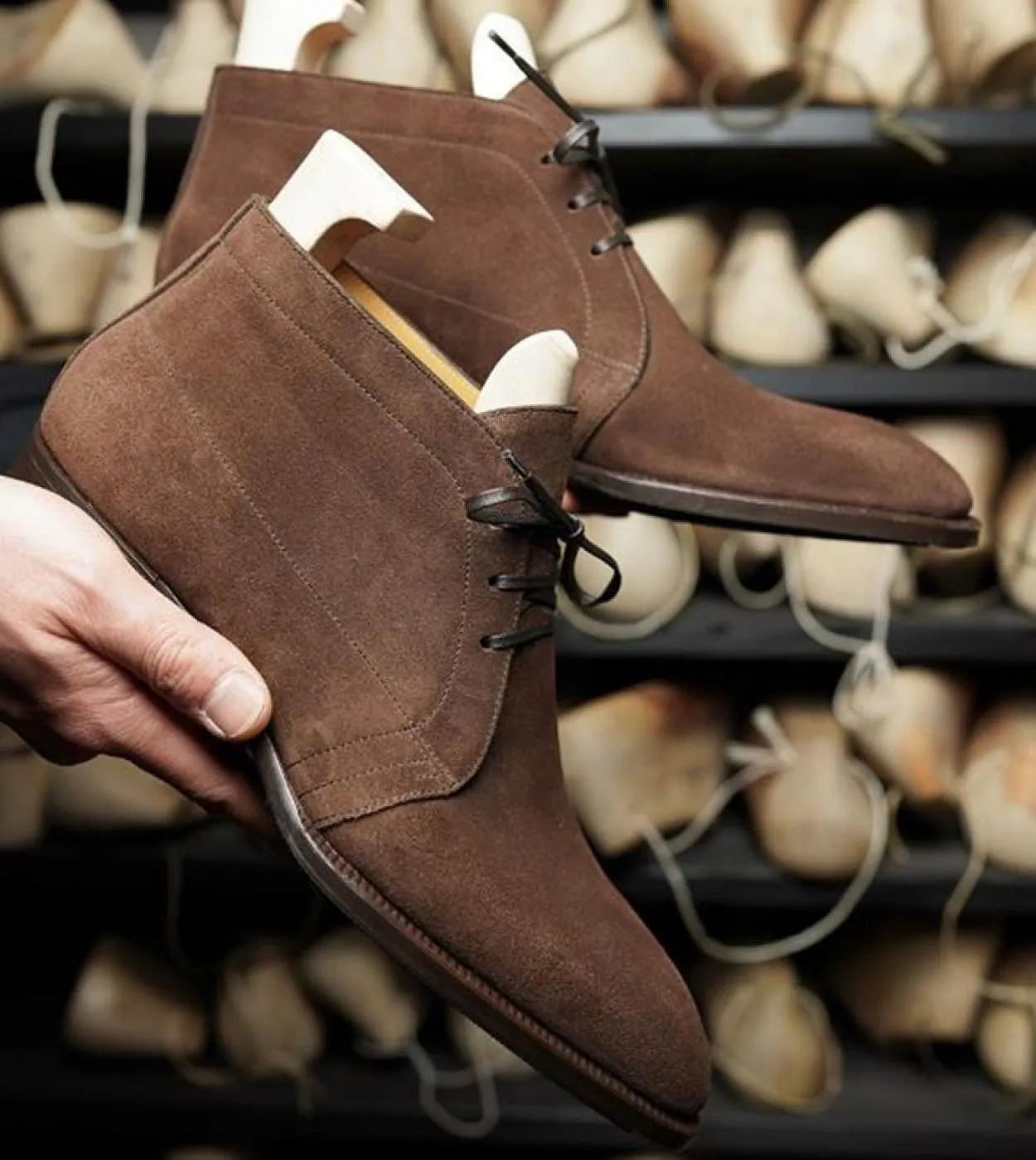 New In Flock Stivaletti da uomo Coffee Square Toe Laceup Stivali da lavoro per uomo con spedizione gratuita Zapatos De Seguridad