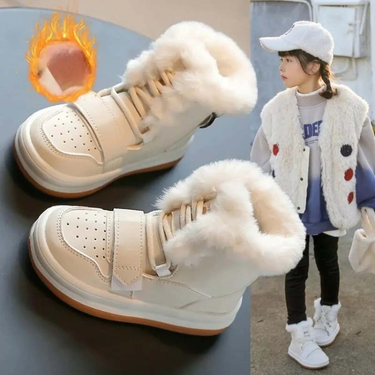 Nuovi stivali da neve invernali per bambini scarpe di cotone ragazzi ragazze più stivaletti in velluto scarpe casual in pelle pe