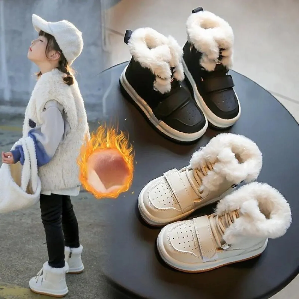Nuovi stivali da neve invernali per bambini scarpe di cotone ragazzi ragazze più stivaletti in velluto scarpe casual in pelle pe
