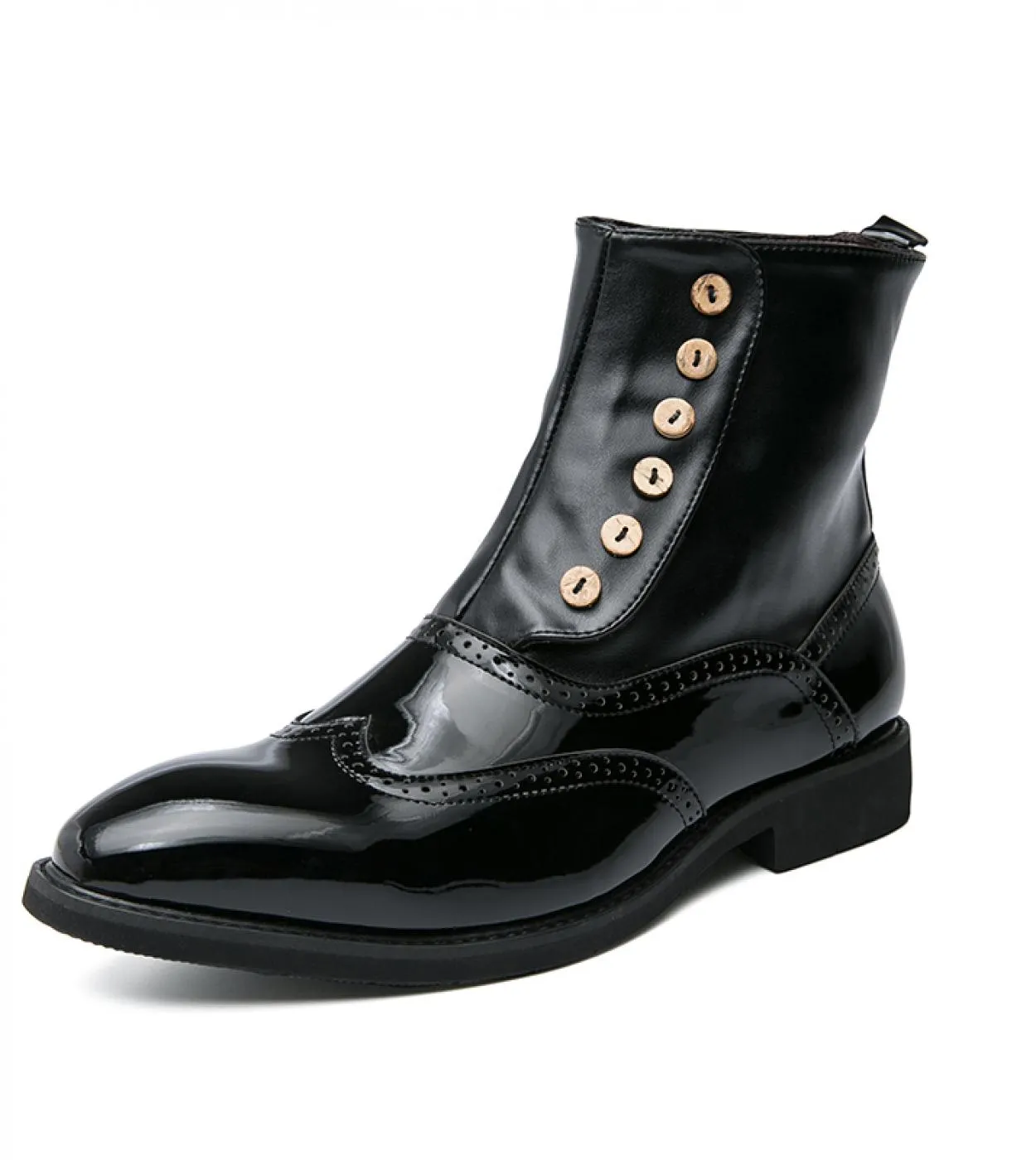 Nuovi stivali da uomo Black Block Stivali corti con bottoni a punta tonda Spedizione gratuita Botas De Hombre Stivaletti da uomo