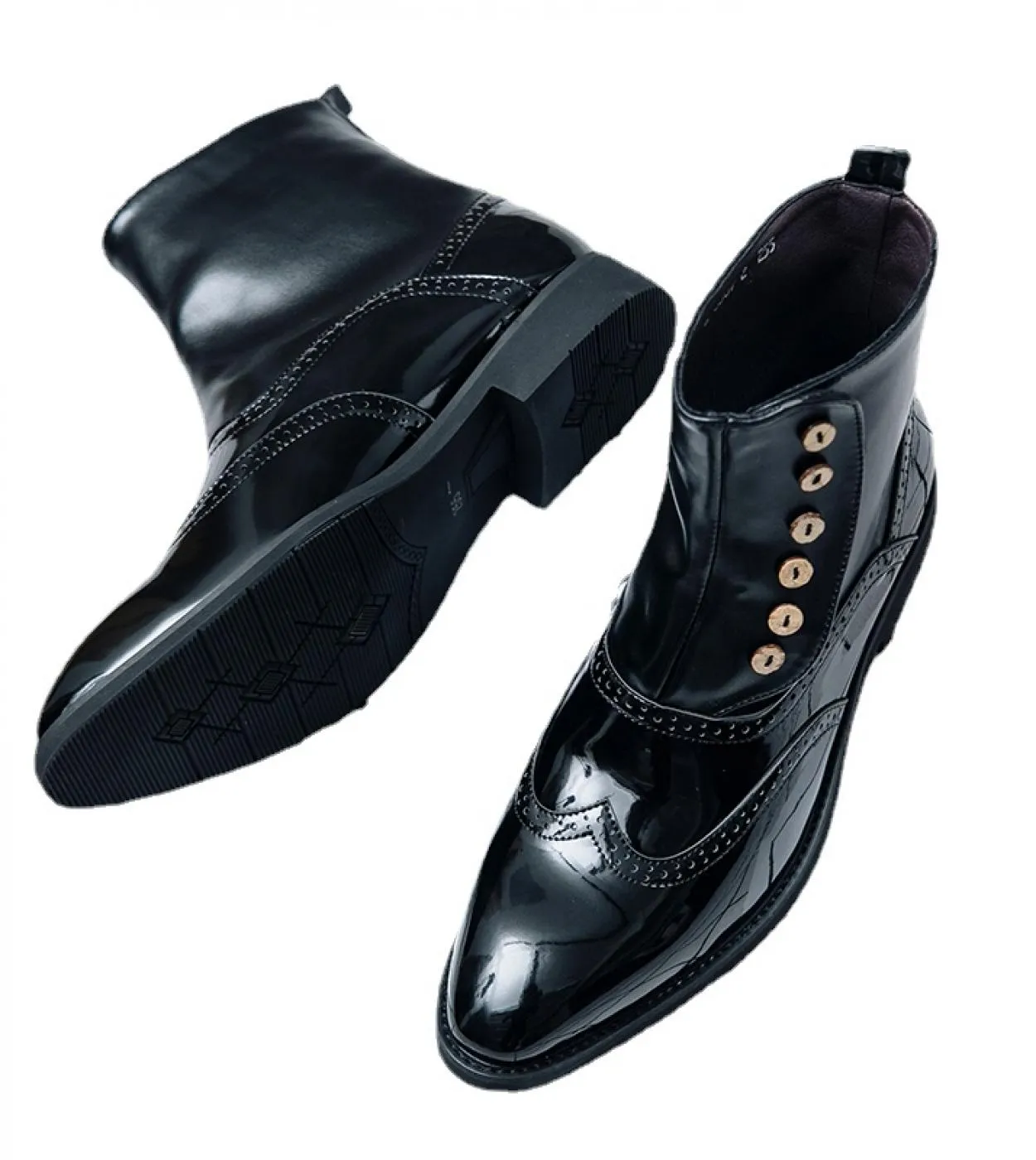 Nuovi stivali da uomo Black Block Stivali corti con bottoni a punta tonda Spedizione gratuita Botas De Hombre Stivaletti da uomo
