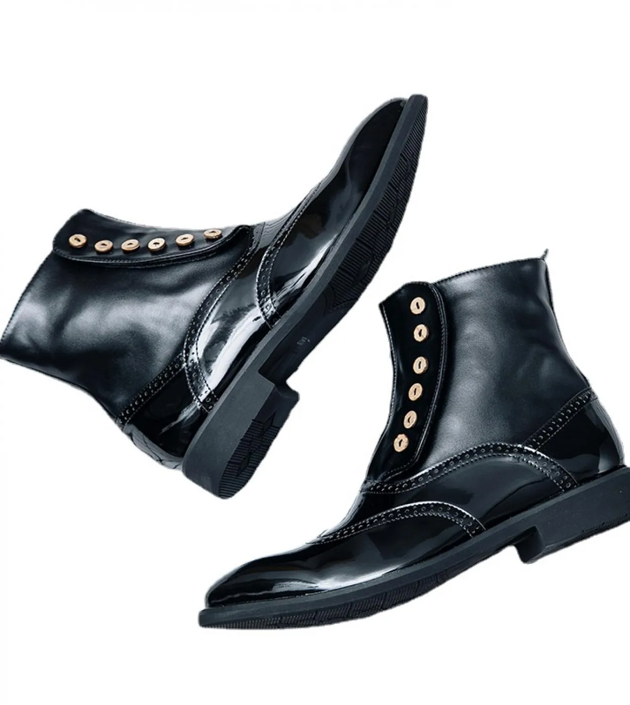 Nuovi stivali da uomo Black Block Stivali corti con bottoni a punta tonda Spedizione gratuita Botas De Hombre Stivaletti da uomo