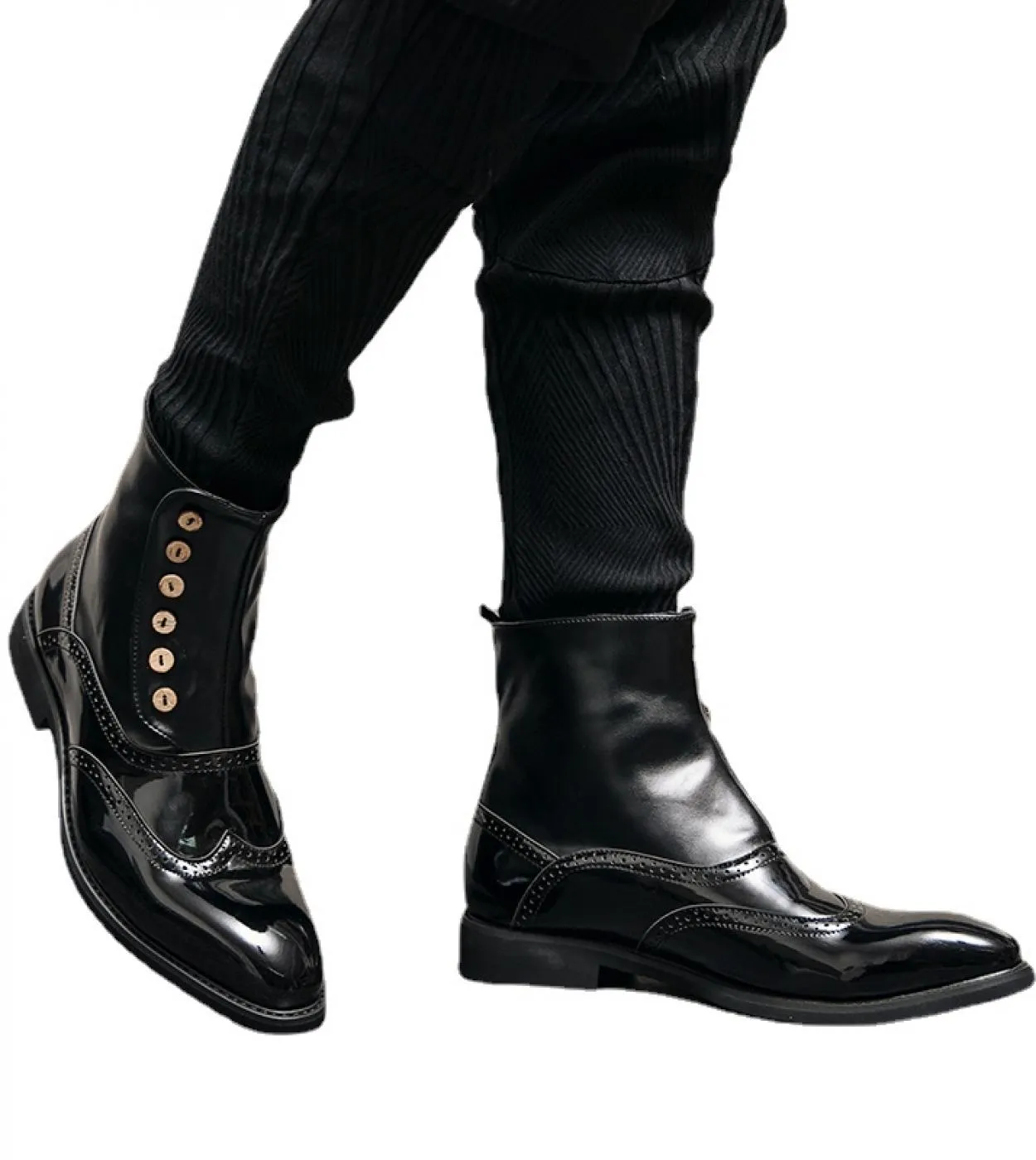 Nuovi stivali da uomo Black Block Stivali corti con bottoni a punta tonda Spedizione gratuita Botas De Hombre Stivaletti da uomo