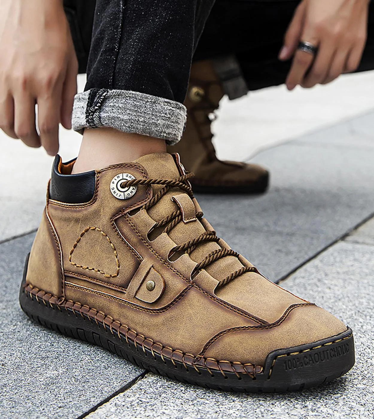 Nuovi stivali da uomo in vera pelle Stivaletti comodi Scarpe casual da uomo Autunno Inverno Stringate con stivali caldi in pelli