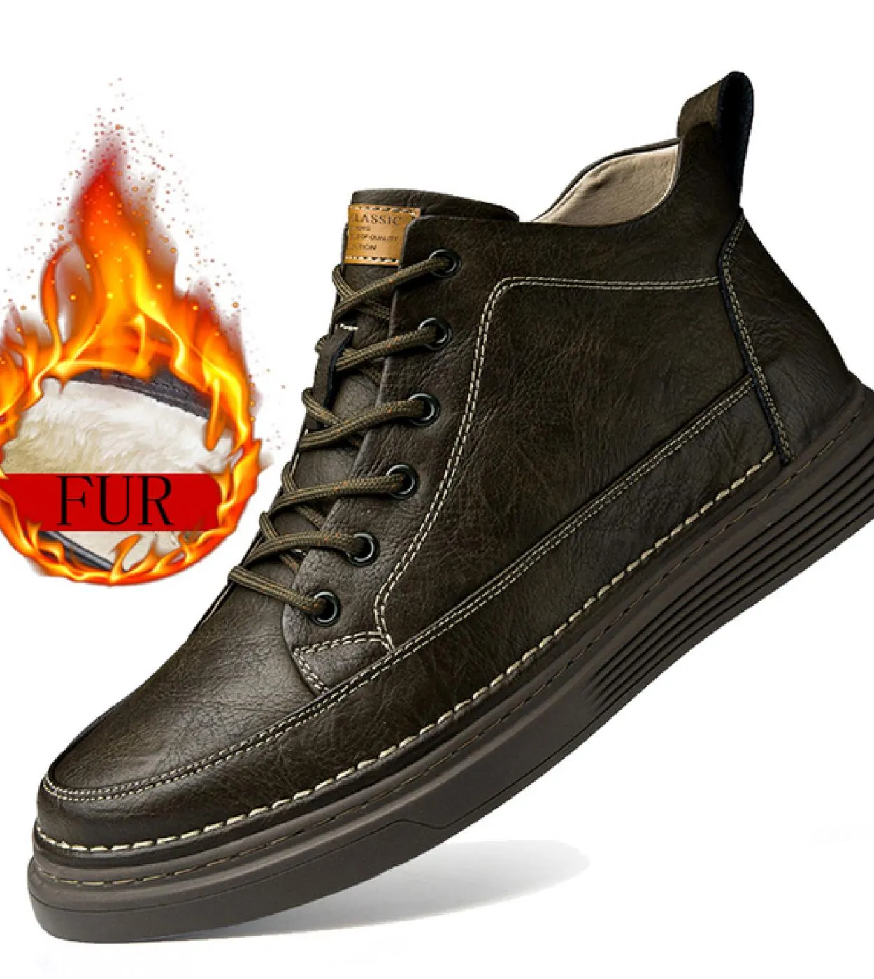 Nuovi stivali invernali Stivali da lavoro con lacci in pelliccia Stivaletti in vera pelle più scarpe alte in velluto Sneakers da