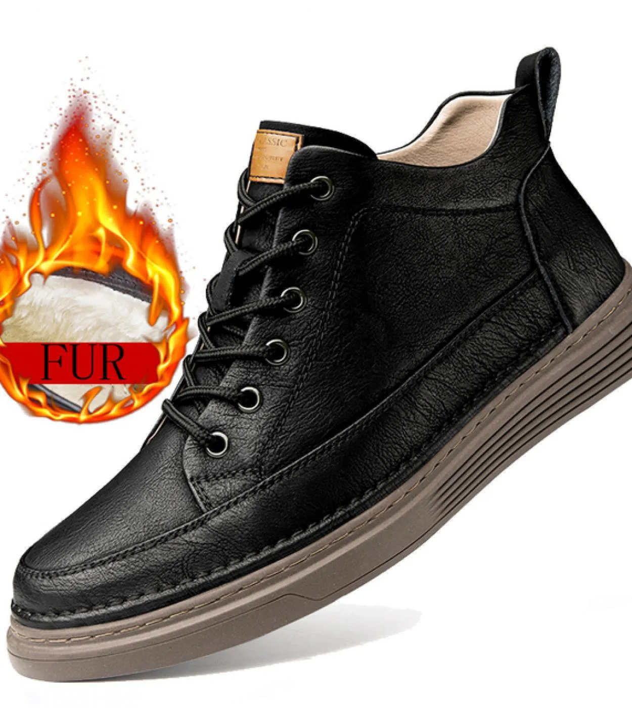 Nuovi stivali invernali Stivali da lavoro con lacci in pelliccia Stivaletti in vera pelle più scarpe alte in velluto Sneakers da