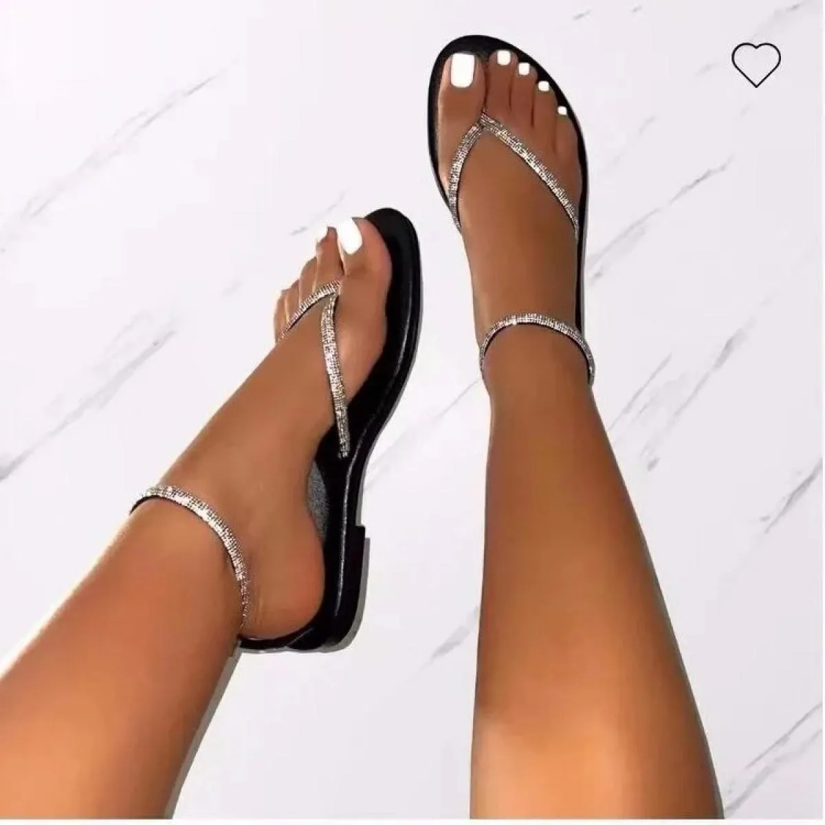 Nuovo strass Decor punta infradito infradito donna diapositive outdoor antiscivolo sandali da spiaggia 2024 estate nuove donne p