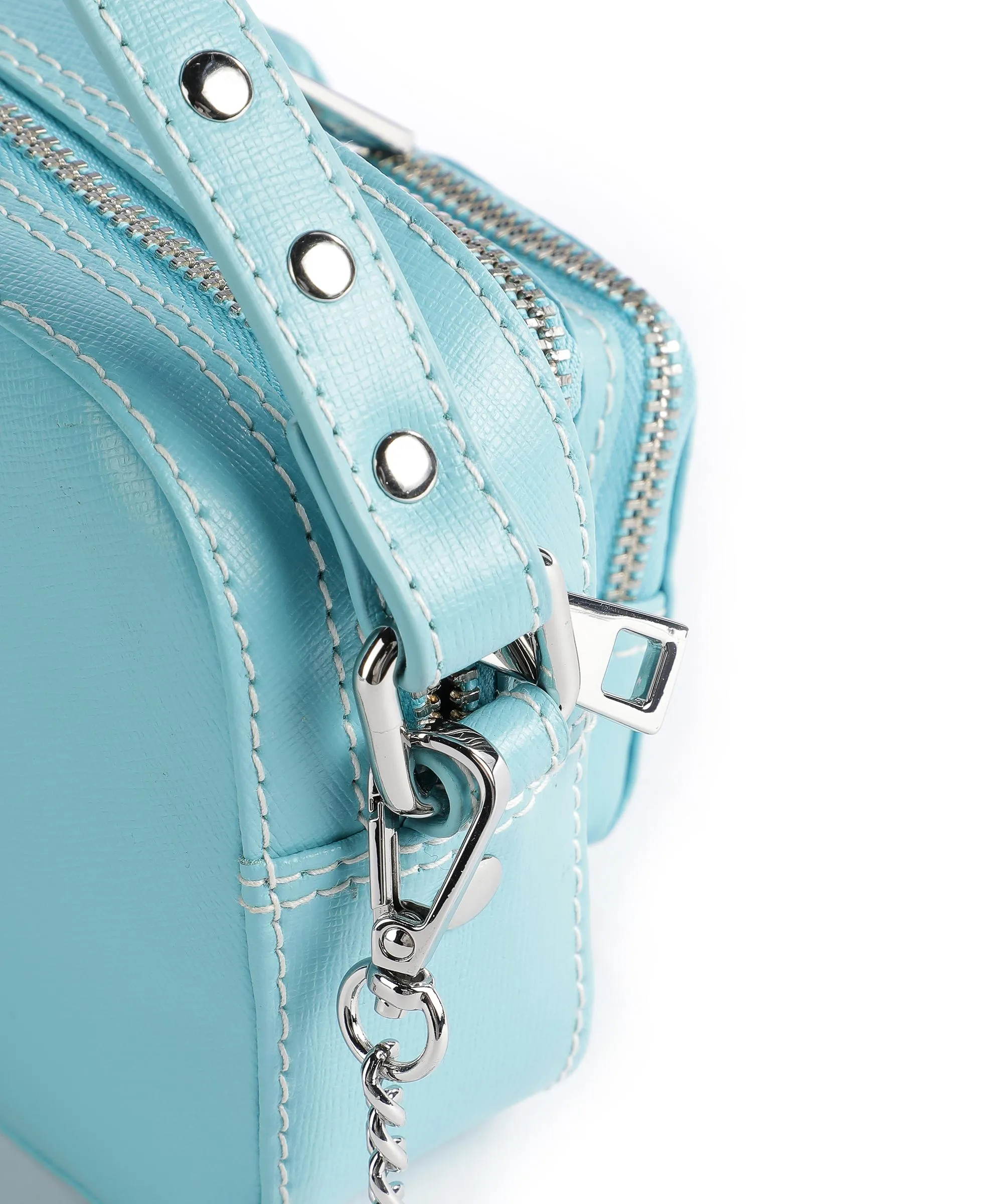  Núnoo Florence Helena Borsa a tracolla pelle a grana fine blu chiaro  