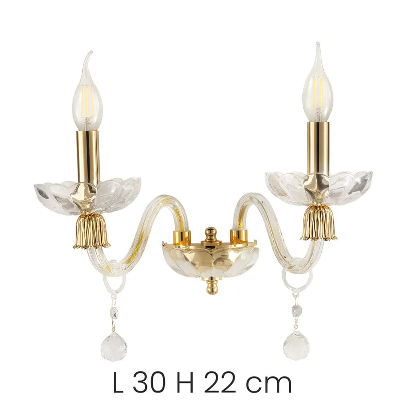Ondaluce Applique Roxanne/2 in vetro soffiato lavorato a mano, oro