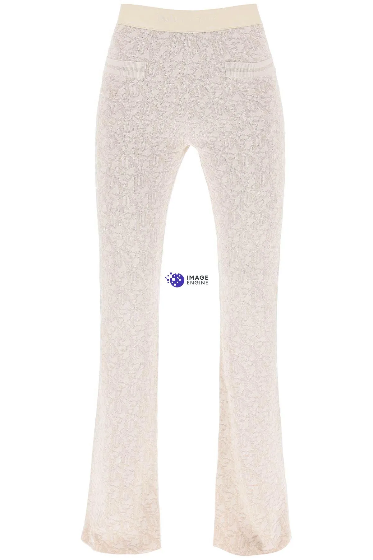 Pantaloni monogram in maglia lurex