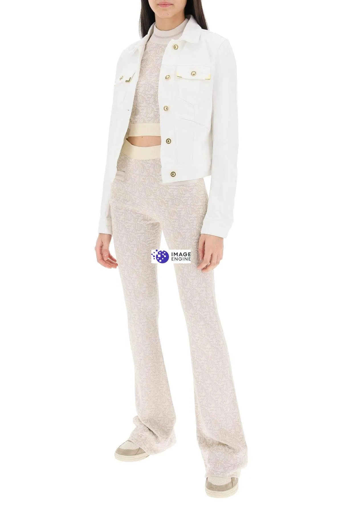 Pantaloni monogram in maglia lurex