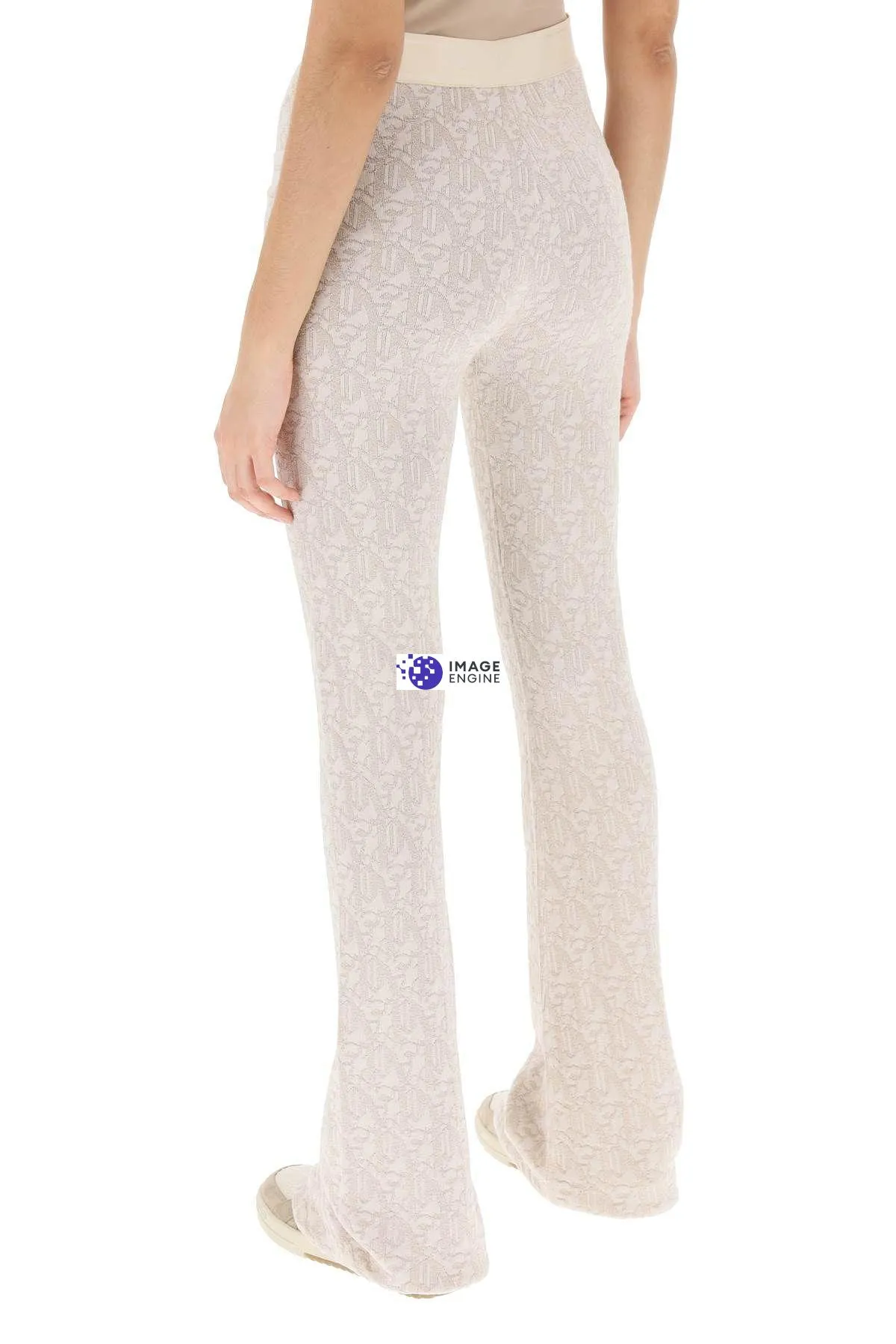 Pantaloni monogram in maglia lurex