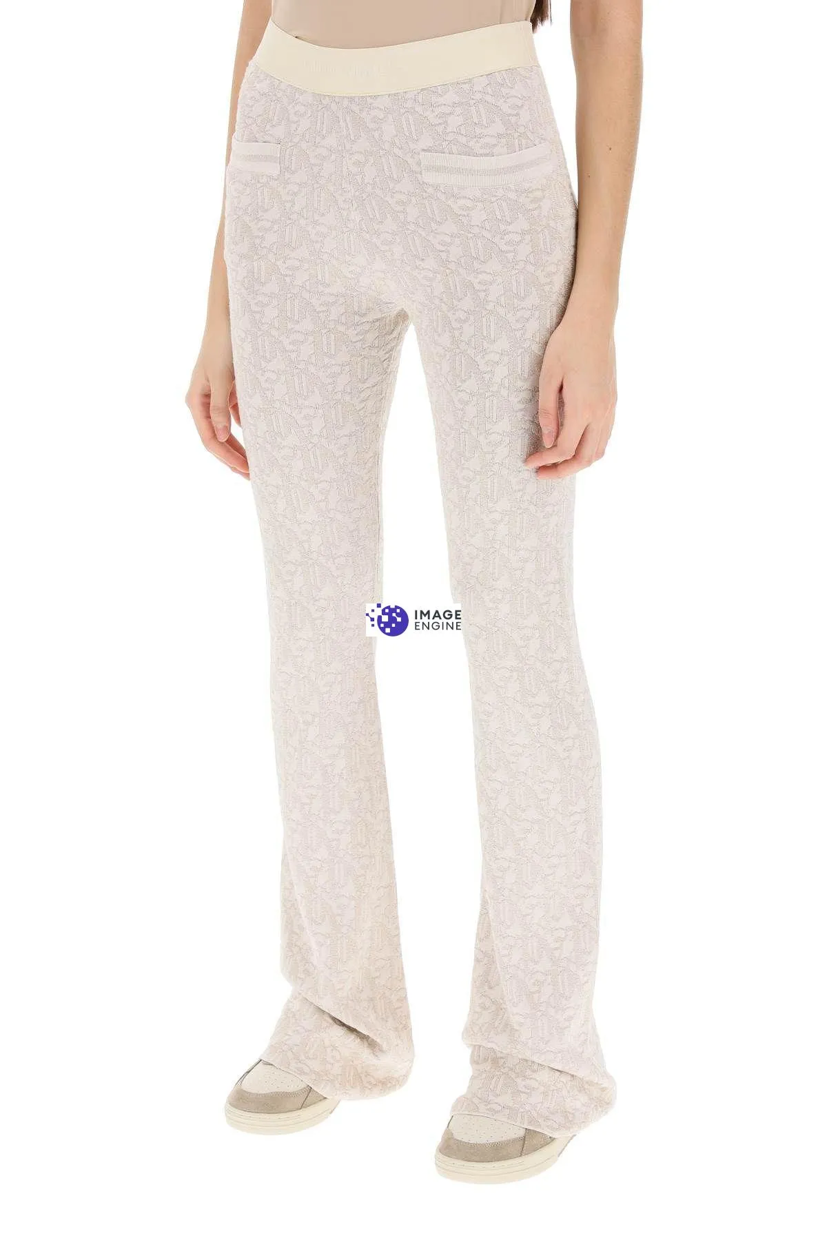 Pantaloni monogram in maglia lurex