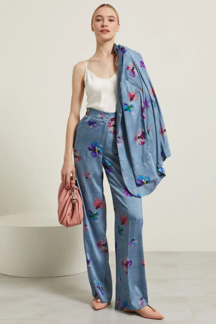 Pantaloni stampati in twill